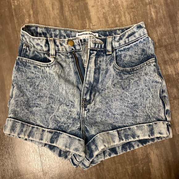 American Apparel Acid Wash High Waisted Shorts Size 00 - Picture 1 of 3